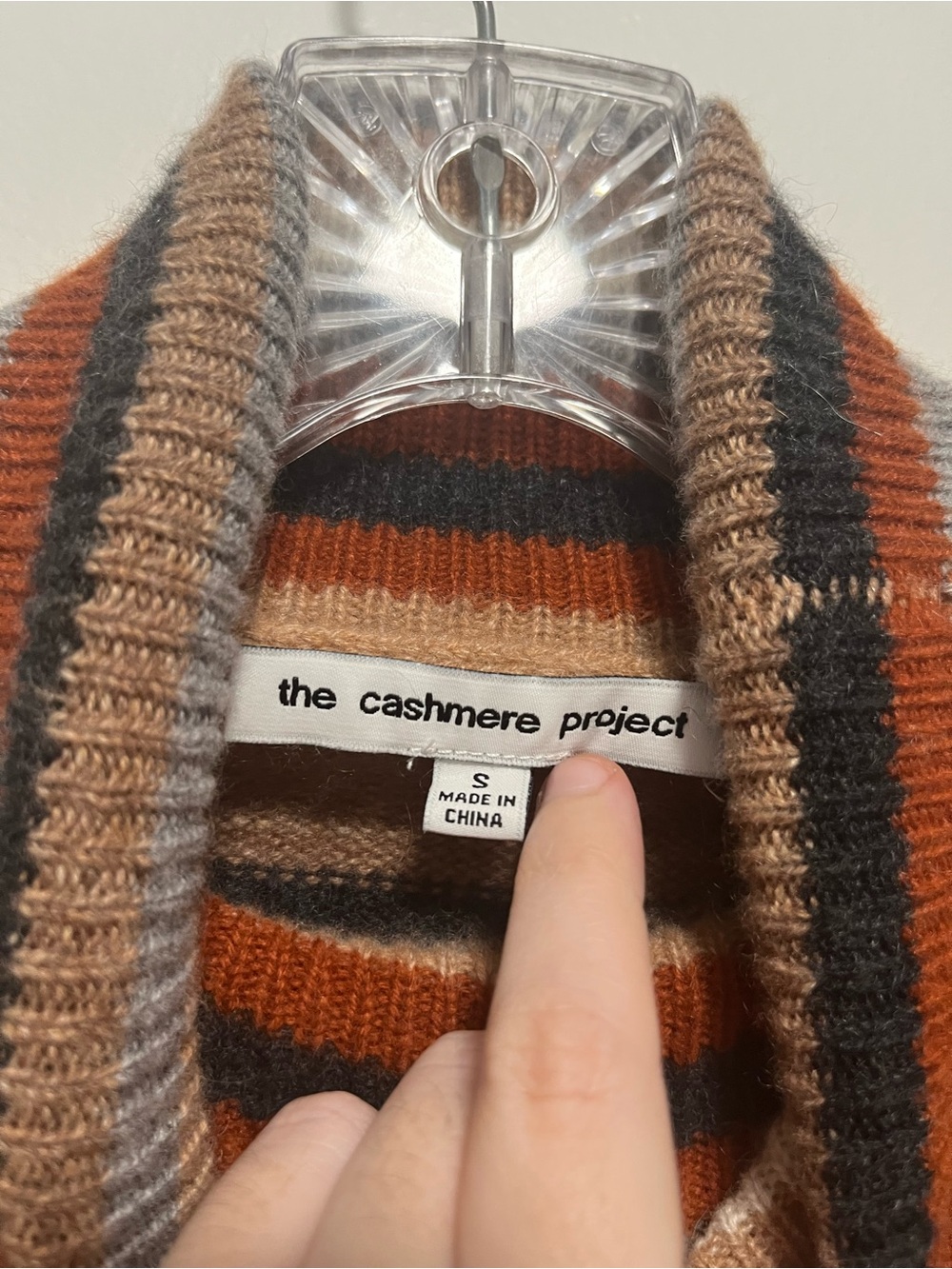 The Cashmere Project 100% Cashmere Stripe Turtleneck Sweater Hippie Boho Retro S - Picture 4 of 7
